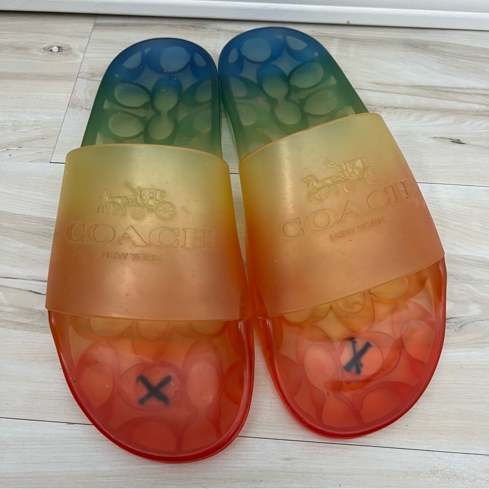 Coach Ulyssa Colorful Gradient Jelly Slide Sandals